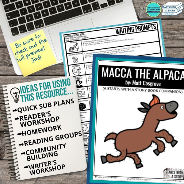MACCA THE ALPACA activities, worksheets & lesson plan ideas