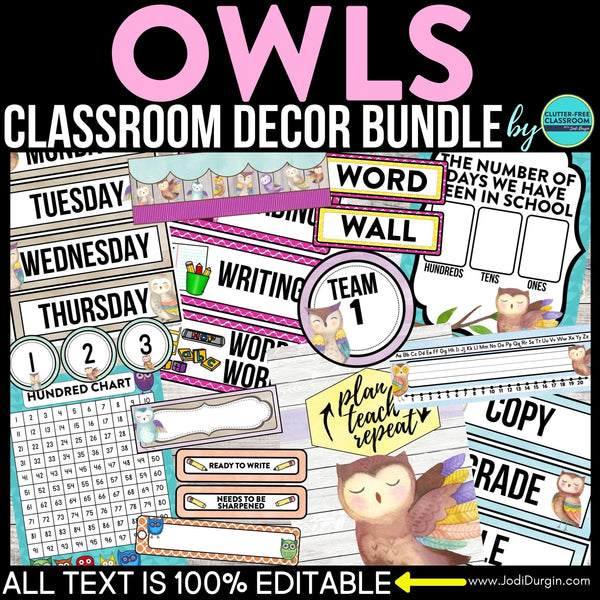Owl Classroom Theme Decorations Bundle