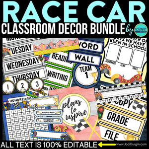Race Car Classroom Theme Decor Bundle