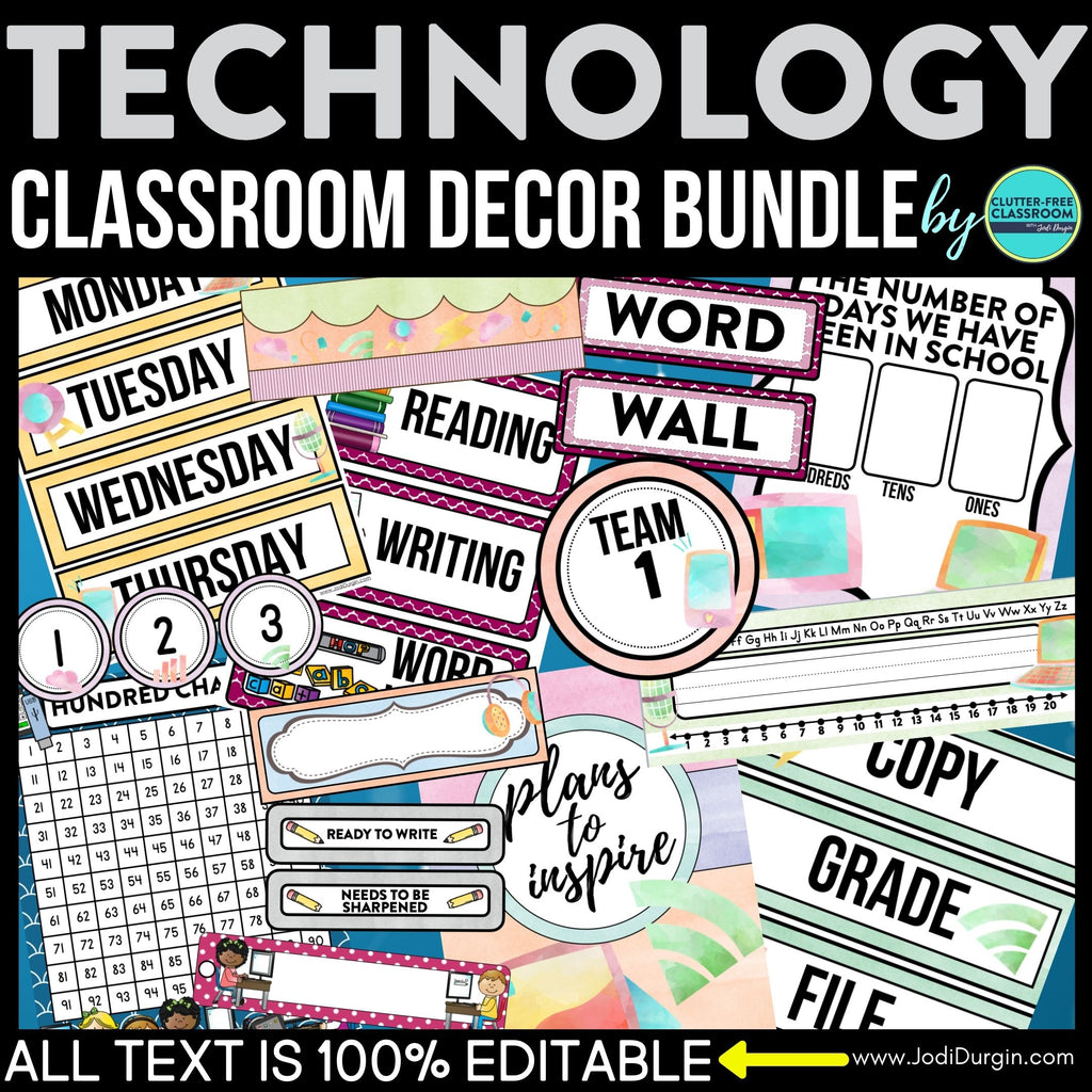 Technology Computer Lab Classroom Theme Decor Bundle – Clutter Free ...