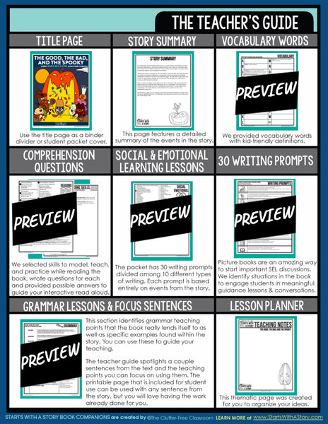 THE GOOD, THE BAD & THE SPOOKY activities, worksheets & lesson plan ideas