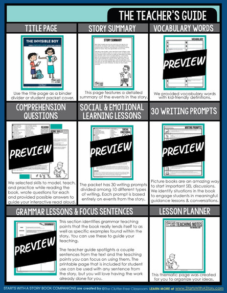 THE INVISIBLE BOY activities and lesson plan ideas