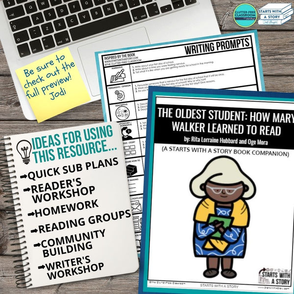 THE OLDEST STUDENT: HOW MARY WALKER LEARNED TO READ activities, worksheets & lesson plan ideas