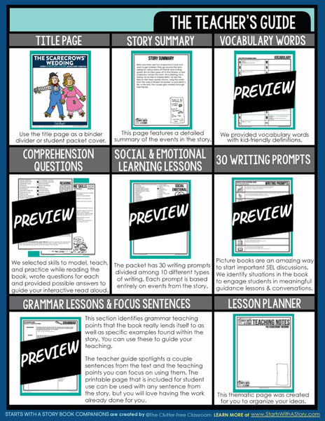 THE SCARECROWS' WEDDING activities, worksheets & lesson plan ideas